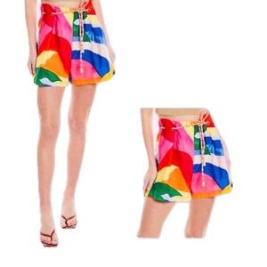 FARM Rio Graphic Sunshine Tie Waist Paperbag Short